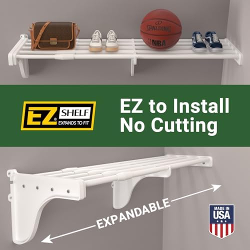diy expandable closet shelf (no hanging rod) easy shown in use