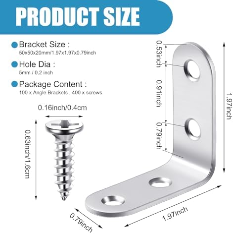 pelopy 100 pcs l bracket stainless steel 90 shown in use