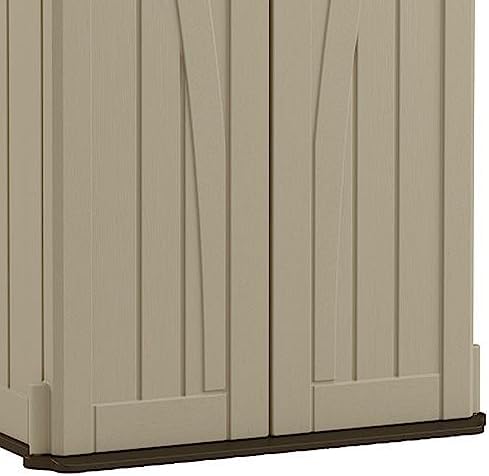 suncast vertical shed, compact outdoor storage system, 22, front angle view