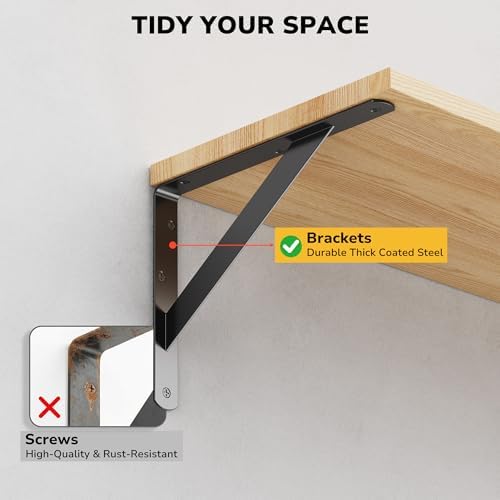 10 inch heavy duty shelf bracket, wall shelf, side view