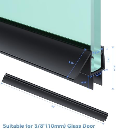 shower door bottom seal strip, 2pcs seal strip shown in use