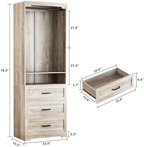 ironck freestanding closet system with adjustable shelves &, close-up detail