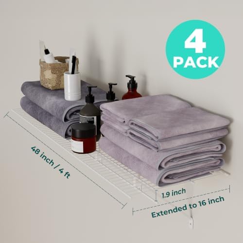 haushof 4 pack closet shelves wall mounted, 4, close-up detail
