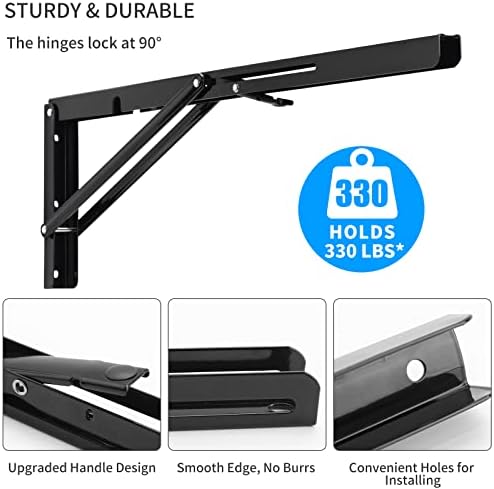 yumore 18 inch folding shelf bracket, heavy duty, close-up detail