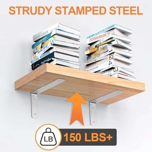 floating shelf bracket stainless steel 10 inch, 6 shown in use