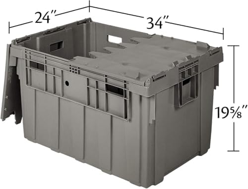 buckhorn industrial lidded plastic storage container, nesting and, close-up detail