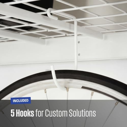 saferacks white 4x8 overhead storage rack w/ 5-pc, package contents