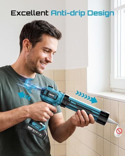 seesii electric caulking gun, upgraded brushless motor w/2 on a desk or shelf