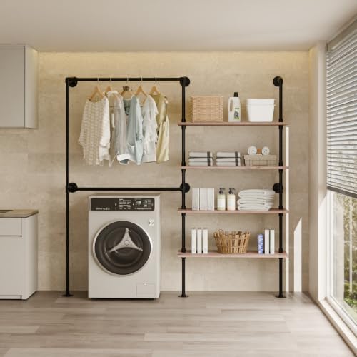 wall mounted clothing rack, heavy duty pipe closet, view 9