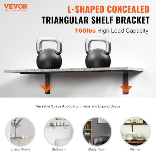 vevor shelf bracket 16 x 6 in, 4 shown in use