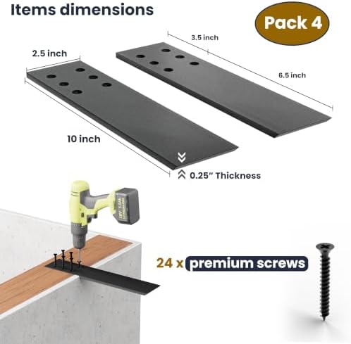 batoda 10" countertop support brackets (4pcs), steel knee shown in use