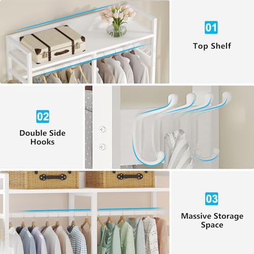 tribesigns freestanding closet organizer, garment rack with 4, view 9