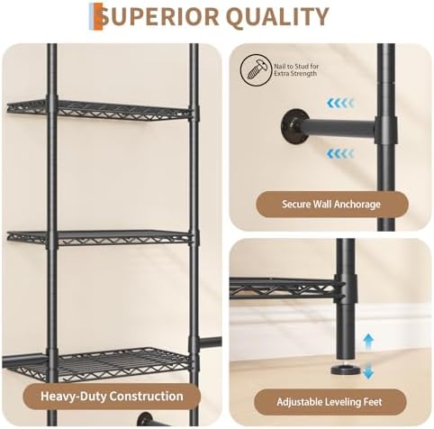 l3 wall mounted pipe closet system, matte black, package contents