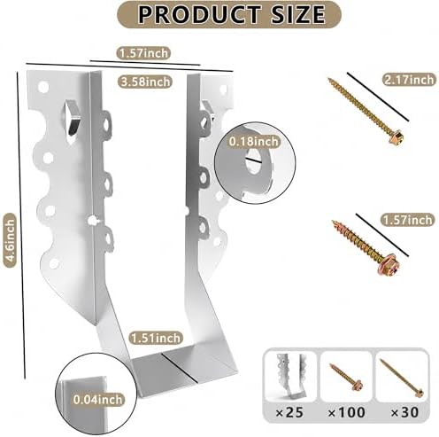 2x6 joist hangers with screws, galvanized face mount shown in use