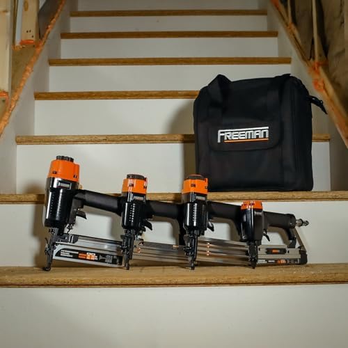 freeman pneumatic finish nailers and stapler kit (4-piece), front angle view