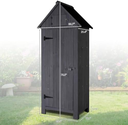 vingli outdoor wooden storage shed, garden shed outside, front angle view