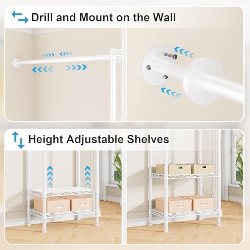 ulif m2 wall mounted closet system, white clothes, package contents