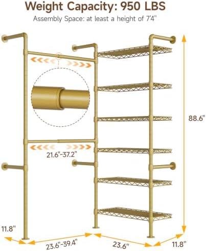 onbrill l2 wall mounted closet system, industrial pipe shown in use