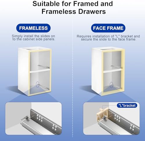 10 pairs 18" undermount soft close drawer slides on a desk or shelf