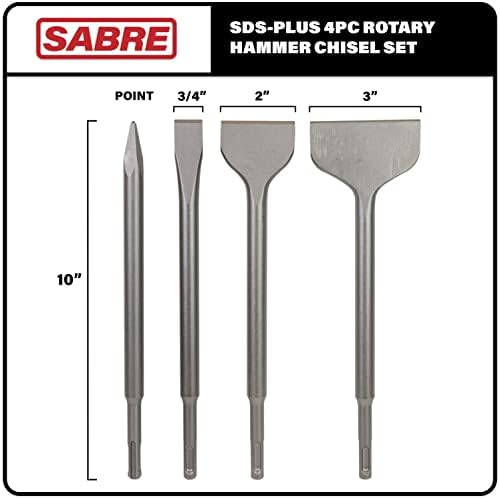 sds plus 4-piece chisel set, thinset scraping bit shown in use