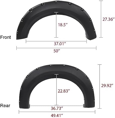 G-PLUS Fender Flares Wheel Arch Covers Platinum & Raptor models) 9L3Z16038A | Compatible with Ford F150 Truck 2009-2014 67.0"/78.8"/97.4" bed models only (Not Fit 9L3Z16039B (Textured Riveted 4 PCS)