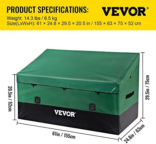 vevor outdoor storage box, 150 gallon waterproof pe on a desk or shelf