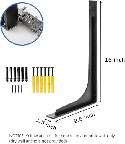 (16 inch x 9.5 inch) shelf bracket ,l shown in use