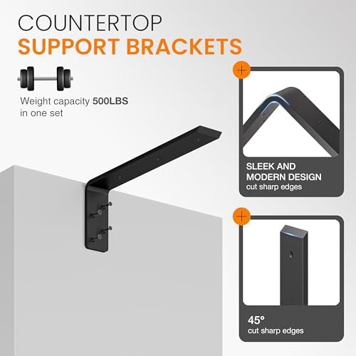 batoda 16” countertop support steel brackets (2 pcs), close-up detail