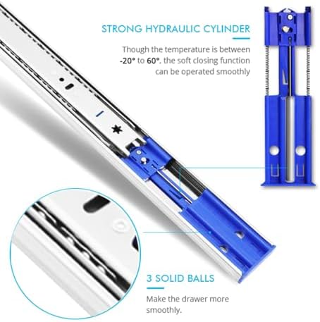 20 inch 10 pairs soft close drawer slides, close-up detail