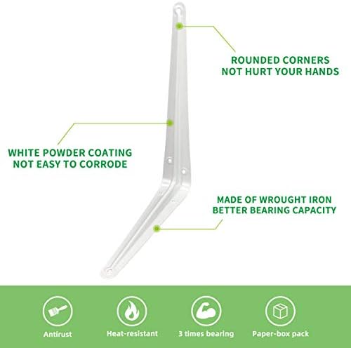 shelf brackets 10 inch heavy duty white l, close-up detail