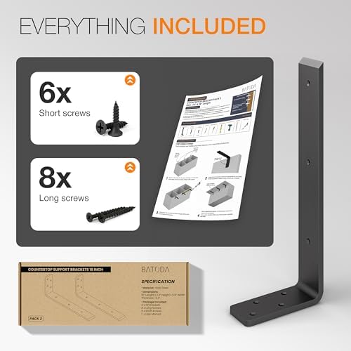 batoda 16” countertop support steel brackets (2 pcs), side view