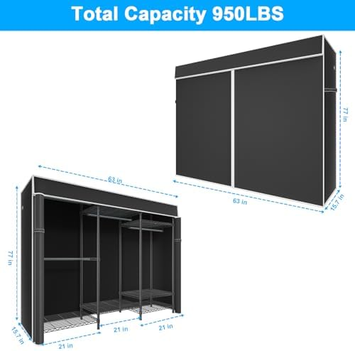 ulif e13c heavy duty closet organizer system，freestanding clothing shown in use