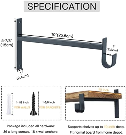 ovov closet rod bracket heavy duty 10 inch, side view