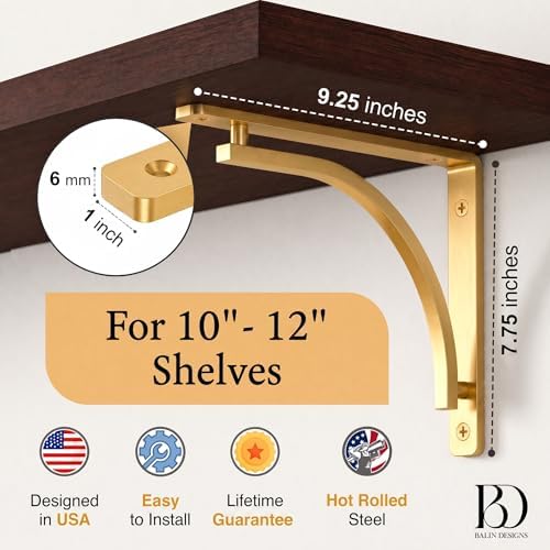 classic brass heavy duty shelf brackets 10 inch shown in use