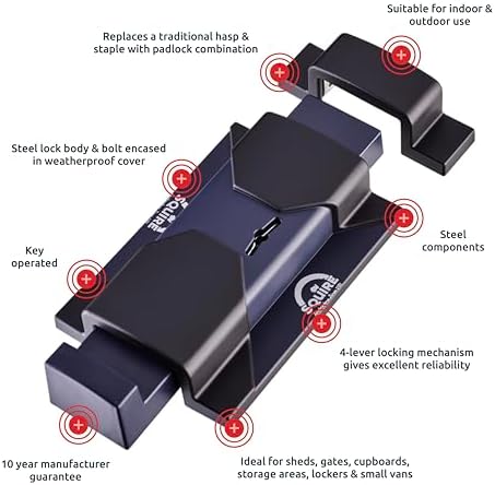 squire heavy duty keybolt - 4 lever key showing dimensions