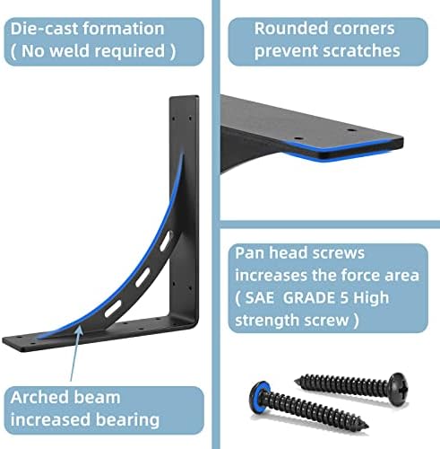 12"x10"x2.5" heavy duty shelf brackets, max load 1100, side view