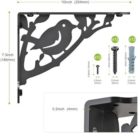 seleware 4 pack 10" heavy duty shelf brackets, package contents
