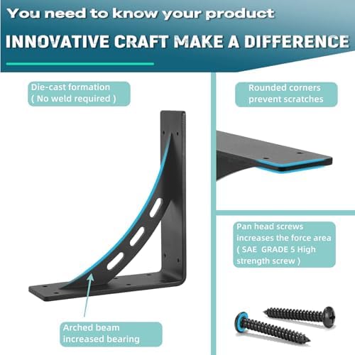 12 inch x 10 inchheavy duty shelf brackets showing dimensions