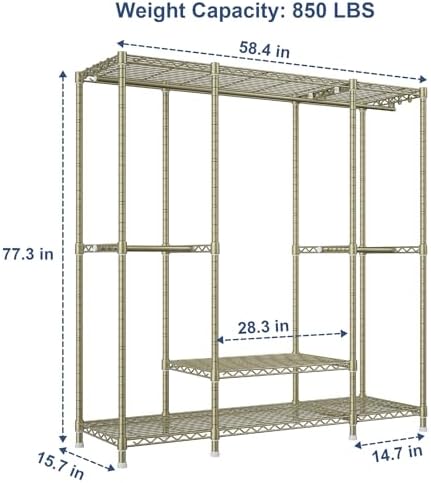 ulif e3 heavy duty garment rack 4-tier freestanding, close-up detail