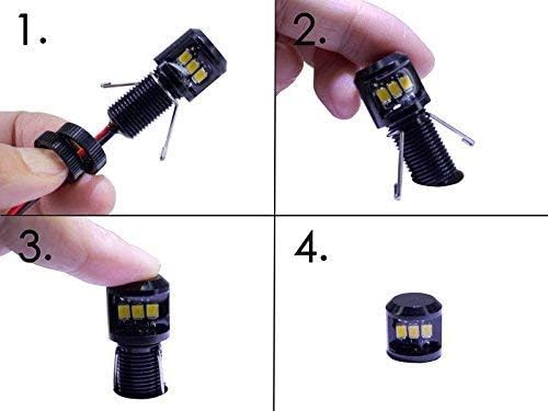 Oznium Side View LED Bolt - 12V LED Side Emitting Light for Bumper, Grille, Cars Interior, Dash, Ambient Lighting, Motorcycle with Aluminum Housing & Screw Nut (11 mm Black, Cool White LED), 2-PACK
