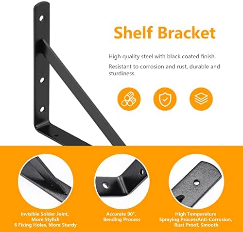 heavy duty shelf brackets, 12 x 8 inch shown in use