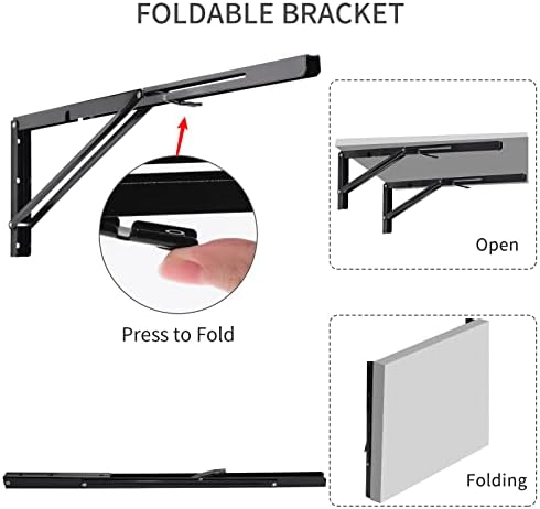 yumore 24 inch folding shelf bracket, heavy duty, close-up detail