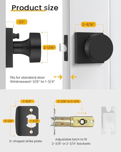 goldenwarm matte black door knobs interior, privacy door, package contents