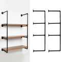 4-tier industrial pipe shelving bracket system, black iron, main product view