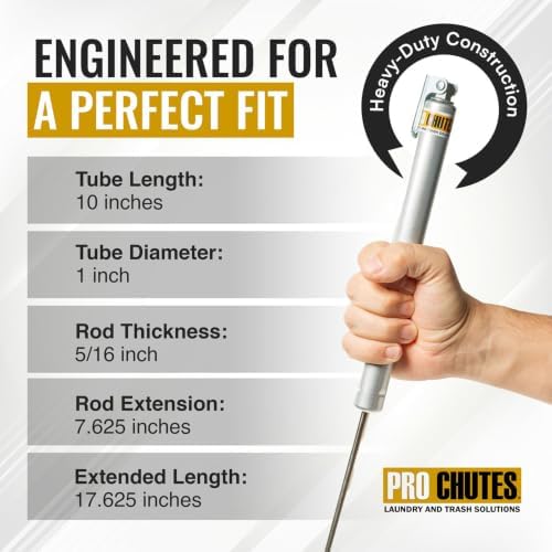 trash chute 10" inch extended hydraulic silver closer showing dimensions