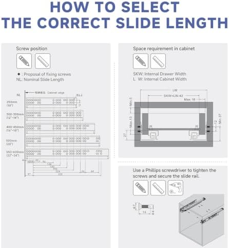 6 pair 16 inch (400mm) undermount soft close on a desk or shelf