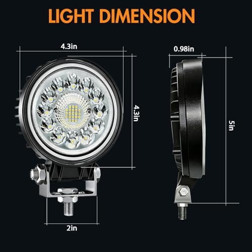4 inch 99w driving fog lights spot flood, close-up detail