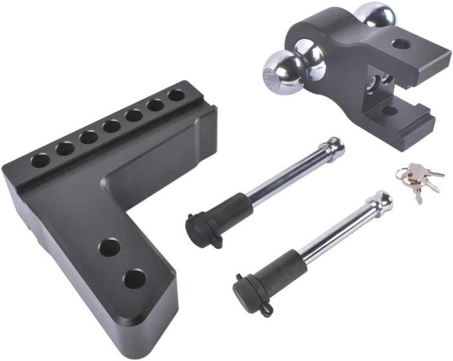 Receiver Hitch 2.5 Inch 6 Inch Drop Rise Adjustable with 2 Latches and Locks Black(Ships from: United States)