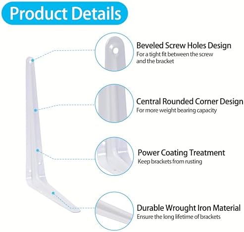 shelf brackets 10 inch, white metal brackets for, side view