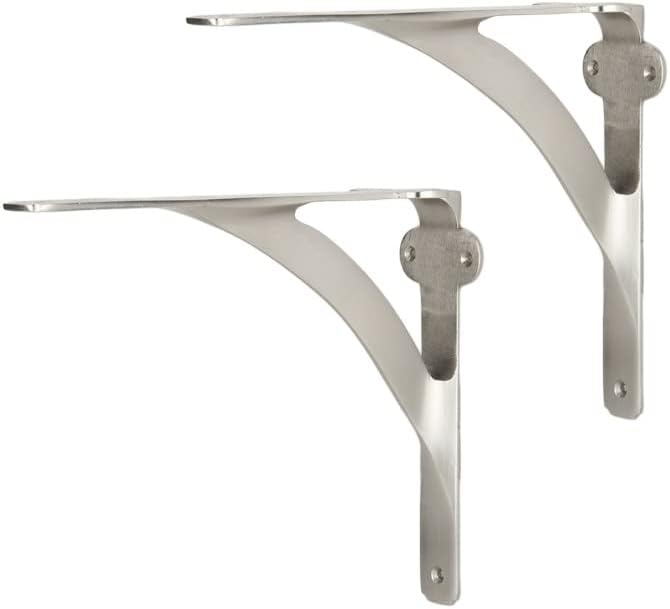 a29 shelf brackets, solid brass, brushed nickel finish shown in use